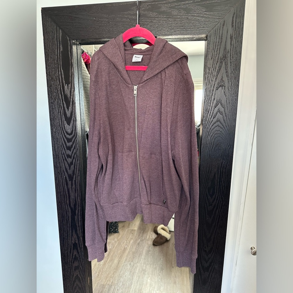 TNA somewhat cropped waffle sweater